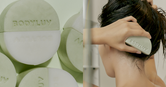 Still, using liquid shampoo?🌼 Bodyluv launched a natural shampoo soap that is easy to use, affordable, and eco-friendly!🌏